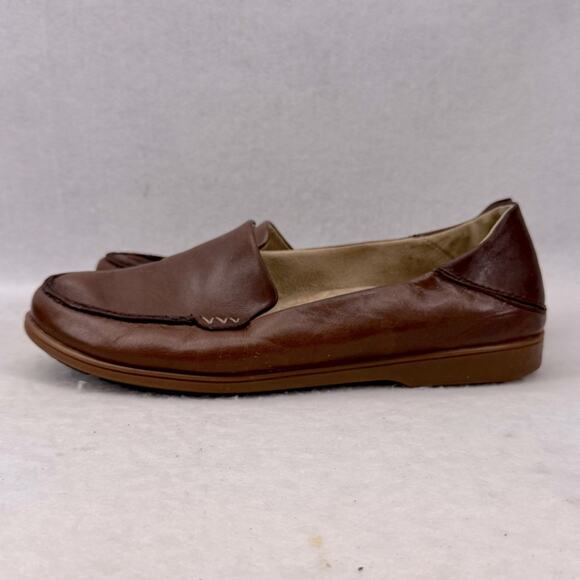 Women’s Olukai Kiele Brown Leather Slip-on Shoes Loafers size 7 - Picture 1 of 9